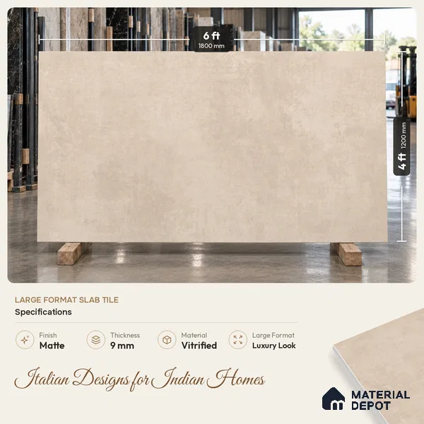 Stone Wall & Floor Tile TL 11744 | 6 ft x 4 ft Vitrified Matte Tile - 9 mm