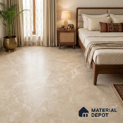 Marble Endless Wall & Floor Tile TL 11745 Cream 6 ft x 4 ft Satin Finish Vitrified Tile - 9 mm | Suitable For Living Room, Bedroom, Bathroom