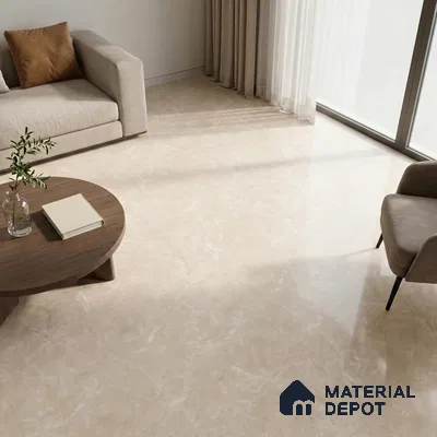 Marble Endless Wall & Floor Tile TL 11745 Cream 6 ft x 4 ft Satin Finish Vitrified Tile - 9 mm | Suitable For Living Room, Bedroom, Bathroom