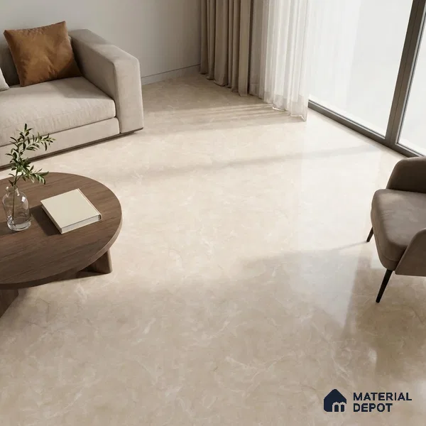 Marble Endless Wall & Floor Tile TL 11745 Cream 6 ft x 4 ft Satin Finish Vitrified Tile - 9 mm | Suitable For Living Room, Bedroom, Bathroom
