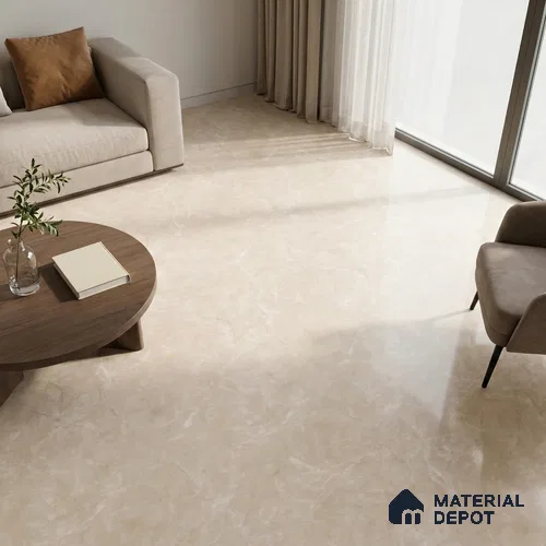 Marble Endless Wall & Floor Tile TL 11745 Cream 6 ft x 4 ft Satin Finish Vitrified Tile - 9 mm | Suitable For Living Room, Bedroom, Bathroom