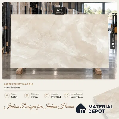 Marble Onyx Wall & Floor Tile TL 11746 Caramel Beige 6 ft x 4 ft Satin Finish Vitrified Tile - 9 mm | Suitable For Living Room, Bedroom, Bathroom