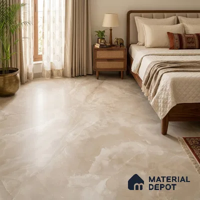 Marble Onyx Wall & Floor Tile TL 11746 Caramel Beige 6 ft x 4 ft Satin Finish Vitrified Tile - 9 mm | Suitable For Living Room, Bedroom, Bathroom