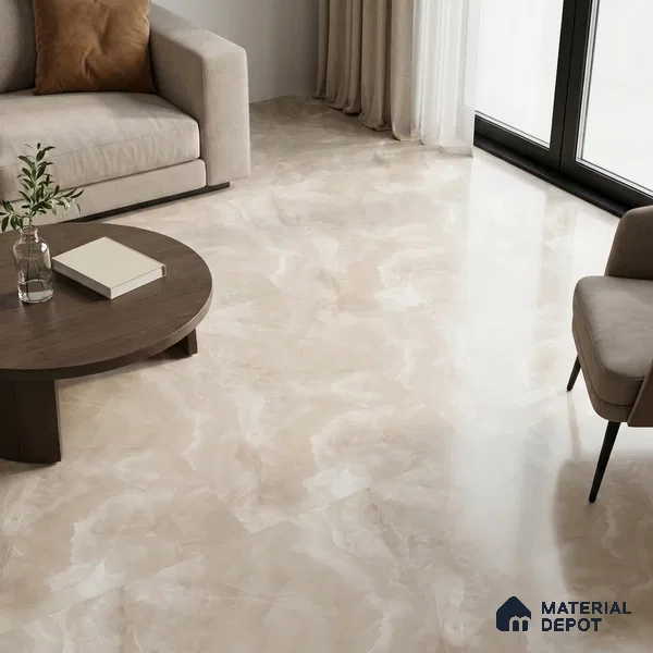 Marble Onyx Wall & Floor Tile TL 11746 Caramel Beige 6 ft x 4 ft Satin Finish Vitrified Tile - 9 mm | Suitable For Living Room, Bedroom, Bathroom