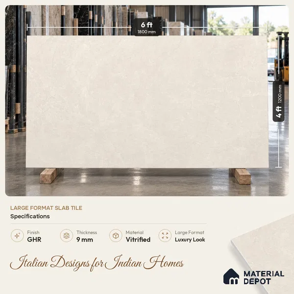 Stone Wall & Floor Tile TL 11748 | 6 ft x 4 ft Vitrified GHR Tile - 9 mm