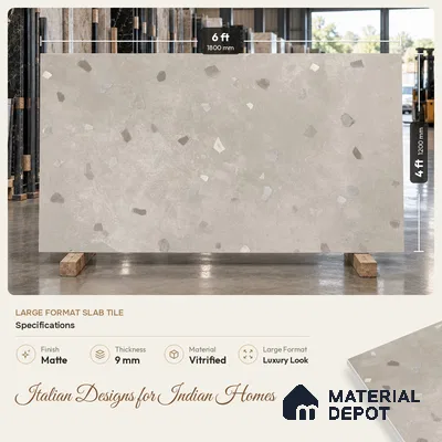Terrazzo Wall & Floor Tile TL 11750 | 6 ft x 4 ft Vitrified Double Digital Matte Tile - 9 mm