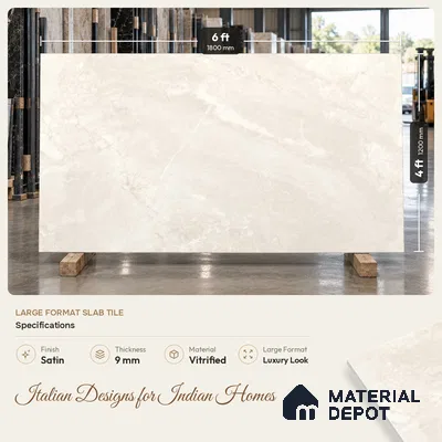 Marble Wall & Floor Tile TL 11752 | 6 ft x 4 ft Vitrified Satin Tile - 9 mm