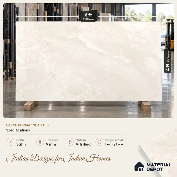 Marble Wall & Floor Tile TL 11752 | 6 ft x 4 ft Vitrified Satin Tile - 9 mm