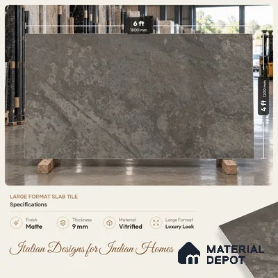 Marble Wall & Floor Tile TL 11753 B | 6 ft x 4 ft Vitrified Metallic Matte Tile - 9 mm