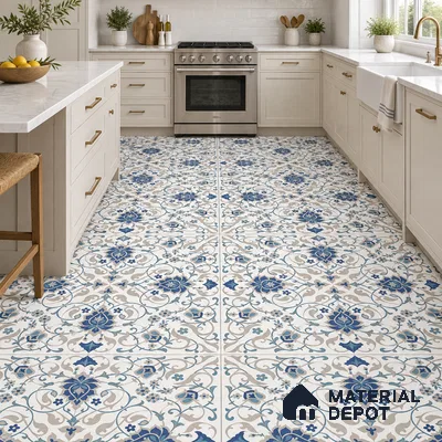 Moroccan Wall & Floor Tile TL 11766 | 2 ft x 2 ft Vitrified Carving Matte Finish Tile - 9 mm | Suitable For Kitchen, Balcony, Dining Area
