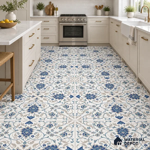 Moroccan Wall & Floor Tile TL 11766 | 2 ft x 2 ft Vitrified Carving Matte Finish Tile - 9 mm | Suitable For Kitchen, Balcony, Dining Area