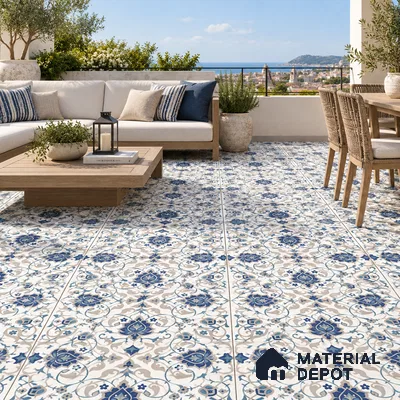 Moroccan Wall & Floor Tile TL 11766 | 2 ft x 2 ft Vitrified Carving Matte Finish Tile - 9 mm | Suitable For Kitchen, Balcony, Dining Area