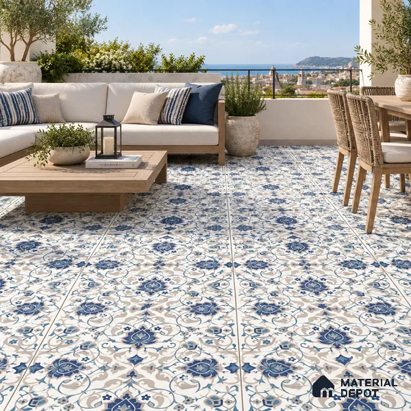 Moroccan Wall & Floor Tile TL 11766 | 2 ft x 2 ft Vitrified Carving Matte Finish Tile - 9 mm | Suitable For Kitchen, Balcony, Dining Area