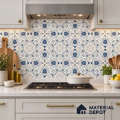 Moroccan Wall & Floor Tile TL 11766 | 2 ft x 2 ft Vitrified Carving Matte Finish Tile - 9 mm | Suitable For Kitchen, Balcony, Dining Area