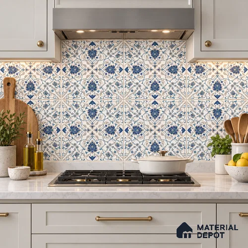 Moroccan Wall & Floor Tile TL 11766 | 2 ft x 2 ft Vitrified Carving Matte Finish Tile - 9 mm | Suitable For Kitchen, Balcony, Dining Area