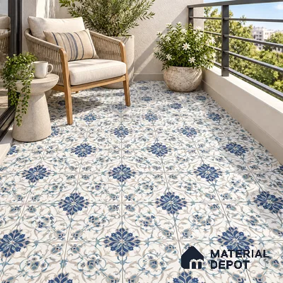 Moroccan Wall & Floor Tile TL 11766 | 2 ft x 2 ft Vitrified Carving Matte Finish Tile - 9 mm | Suitable For Kitchen, Balcony, Dining Area