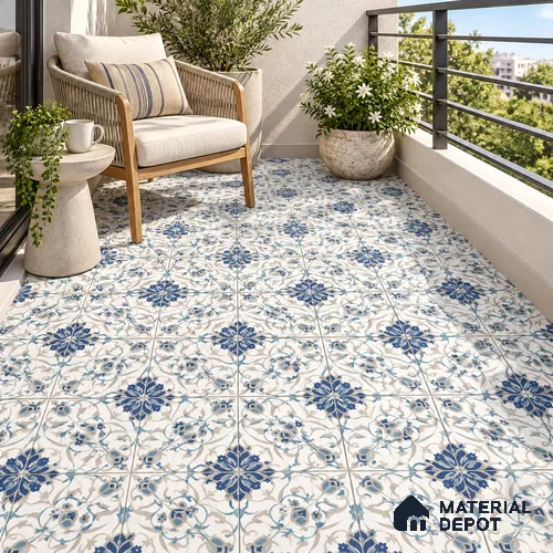 Moroccan Wall & Floor Tile TL 11766 | 2 ft x 2 ft Vitrified Carving Matte Finish Tile - 9 mm | Suitable For Kitchen, Balcony, Dining Area