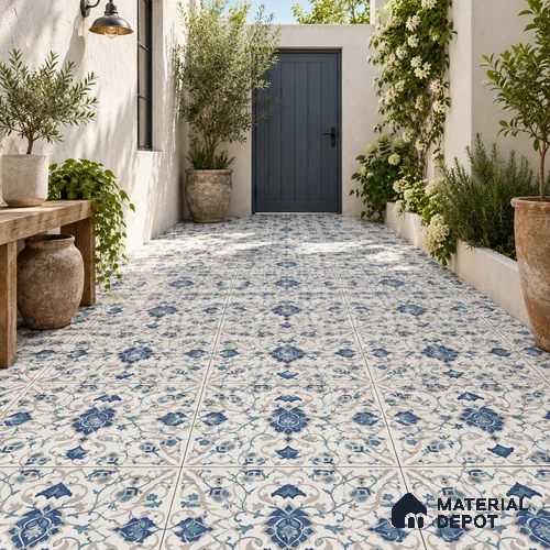 Moroccan Wall & Floor Tile TL 11766 | 2 ft x 2 ft Vitrified Carving Matte Finish Tile - 9 mm | Suitable For Kitchen, Balcony, Dining Area