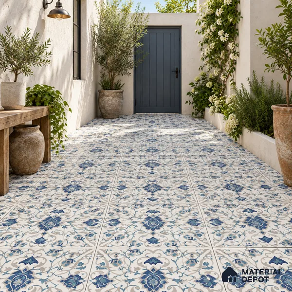 Moroccan Wall & Floor Tile TL 11766 | 2 ft x 2 ft Vitrified Carving Matte Finish Tile - 9 mm | Suitable For Kitchen, Balcony, Dining Area