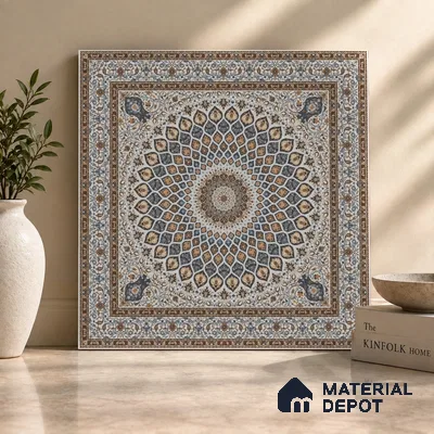 Moroccan Wall & Floor Tile TL 11767 | 2 ft x 2 ft Vitrified Carving Matte Finish Tile - 9 mm | Suitable For Kitchen, Bedroom, Dining Area