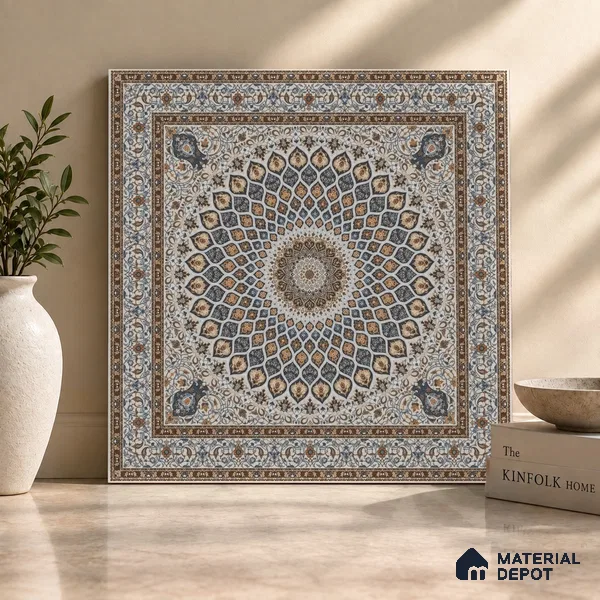 Moroccan Wall & Floor Tile TL 11767 | 2 ft x 2 ft Vitrified Carving Matte Finish Tile - 9 mm | Suitable For Kitchen, Bedroom, Dining Area