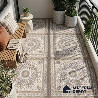 Moroccan Wall & Floor Tile TL 11767 | 2 ft x 2 ft Vitrified Carving Matte Finish Tile - 9 mm | Suitable For Kitchen, Bedroom, Dining Area