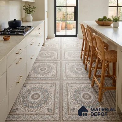 Moroccan Wall & Floor Tile TL 11767 | 2 ft x 2 ft Vitrified Carving Matte Finish Tile - 9 mm | Suitable For Kitchen, Bedroom, Dining Area