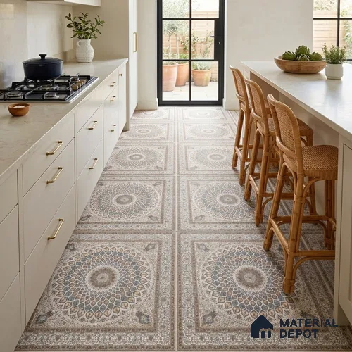 Moroccan Wall & Floor Tile TL 11767 | 2 ft x 2 ft Vitrified Carving Matte Finish Tile - 9 mm | Suitable For Kitchen, Bedroom, Dining Area