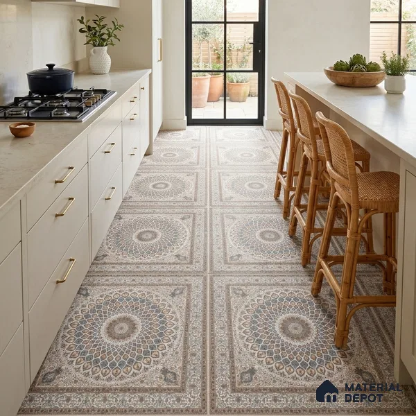 Moroccan Wall & Floor Tile TL 11767 | 2 ft x 2 ft Vitrified Carving Matte Finish Tile - 9 mm | Suitable For Kitchen, Bedroom, Dining Area