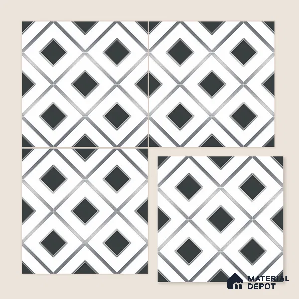 Multifired Moroccan Wall Tile TL 11772 | 1 ft x 1 ft Ceramic Metallic Glue Matte Tile - 9 mm | Suitable For Bathroom, Dining Area, Kitchen