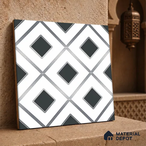 Multifired Moroccan Wall Tile TL 11772 | 1 ft x 1 ft Ceramic Metallic Glue Matte Tile - 9 mm | Suitable For Bathroom, Dining Area, Kitchen