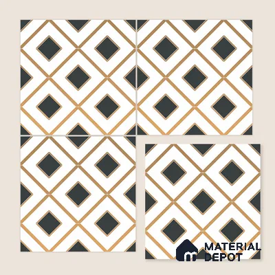 Multifired Moroccan Wall Tile TL 11773 | 1 ft x 1 ft Ceramic Metallic Glue Matte Tile - 9 mm | Suitable For Bathroom, Dining Area, Kitchen