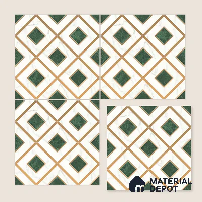 Multifired Moroccan Wall Tile TL 11774 | 1 ft x 1 ft Ceramic Metallic Glue Matte Tile - 9 mm | Suitable For Bathroom, Dining Area, Kitchen