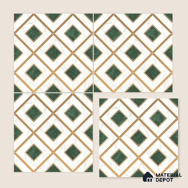 Multifired Moroccan Wall Tile TL 11774 | 1 ft x 1 ft Ceramic Metallic Glue Matte Tile - 9 mm | Suitable For Bathroom, Dining Area, Kitchen