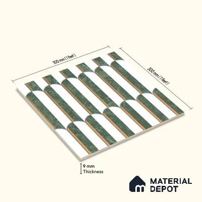 Multifired Moroccan Wall Tile TL 11775 | 1 ft x 1 ft Ceramic Metallic Glue Matte Tile - 9 mm | Suitable For Bathroom, Dining Area, Kitchen