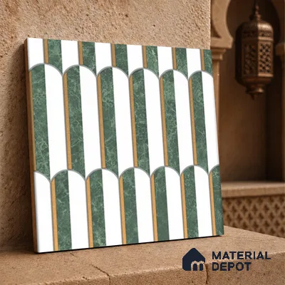 Multifired Moroccan Wall Tile TL 11775 | 1 ft x 1 ft Ceramic Metallic Glue Matte Tile - 9 mm | Suitable For Bathroom, Dining Area, Kitchen