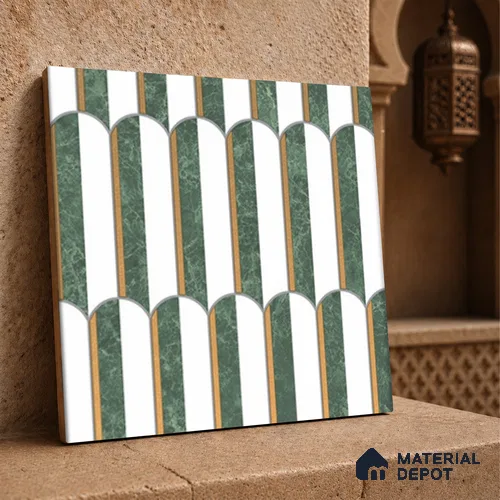 Multifired Moroccan Wall Tile TL 11775 | 1 ft x 1 ft Ceramic Metallic Glue Matte Tile - 9 mm | Suitable For Bathroom, Dining Area, Kitchen
