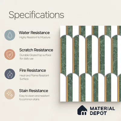 Multifired Moroccan Wall Tile TL 11775 | 1 ft x 1 ft Ceramic Metallic Glue Matte Tile - 9 mm | Suitable For Bathroom, Dining Area, Kitchen