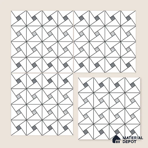 Multifired Moroccan Wall Tile TL 11776 | 1 ft x 1 ft Ceramic Metallic Glue Matte Tile - 9 mm | Suitable For Bathroom, Dining Area, Kitchen
