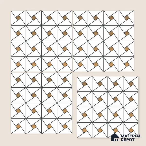 Multifired Moroccan Wall Tile TL 11777 | 1 ft x 1 ft Ceramic Metallic Glue Matte Tile - 9 mm | Suitable For Bathroom, Dining Area, Kitchen