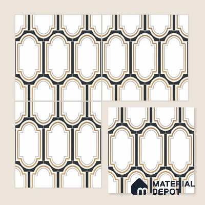 Multifired Moroccan Wall Tile TL 11778 | 1 ft x 1 ft Ceramic Metallic Glue Matte Tile - 9 mm | Suitable For Bathroom, Dining Area, Kitchen