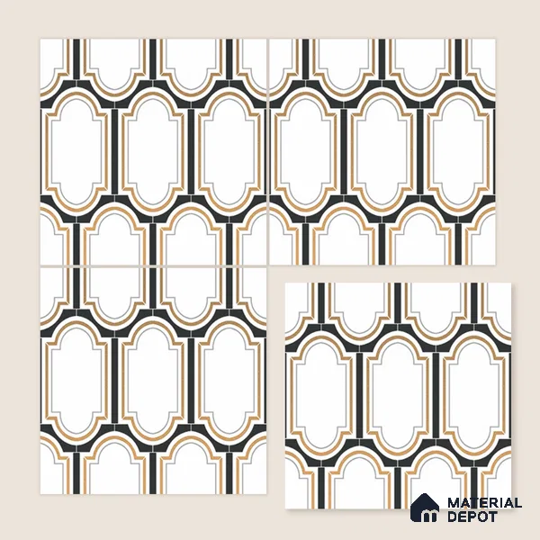 Multifired Moroccan Wall Tile TL 11778 | 1 ft x 1 ft Ceramic Metallic Glue Matte Tile - 9 mm | Suitable For Bathroom, Dining Area, Kitchen
