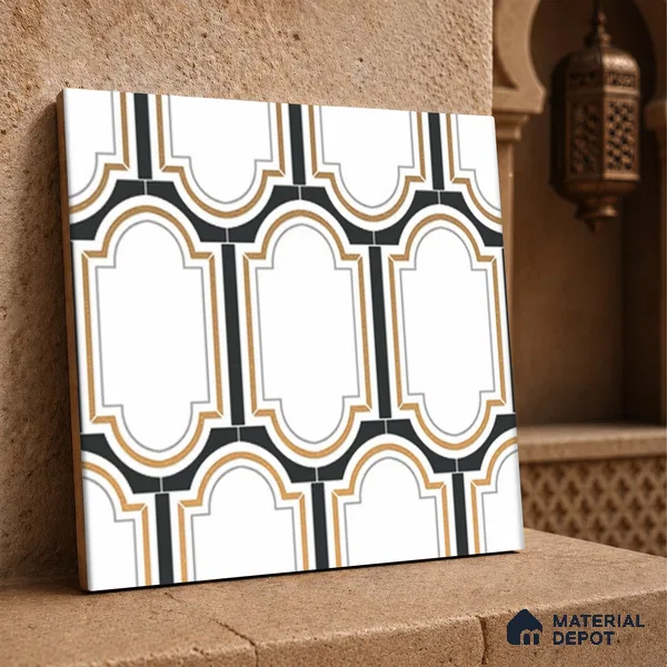 Multifired Moroccan Wall Tile TL 11778 | 1 ft x 1 ft Ceramic Metallic Glue Matte Tile - 9 mm | Suitable For Bathroom, Dining Area, Kitchen