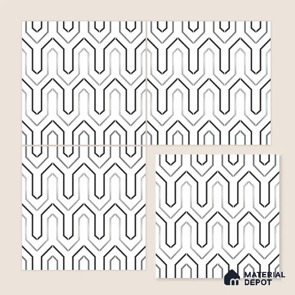 Multifired Moroccan Wall Tile TL 11779 | 1 ft x 1 ft Ceramic Metallic Glue Matte Tile - 9 mm | Suitable For Bathroom, Dining Area, Kitchen