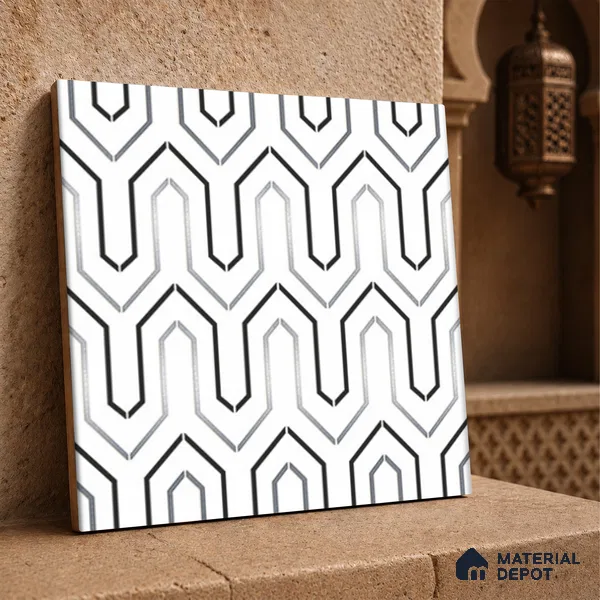 Multifired Moroccan Wall Tile TL 11779 | 1 ft x 1 ft Ceramic Metallic Glue Matte Tile - 9 mm | Suitable For Bathroom, Dining Area, Kitchen