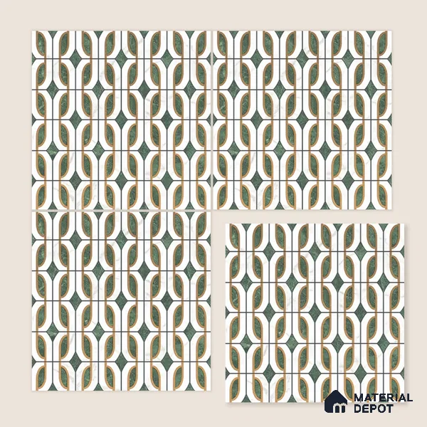 Multifired Moroccan Wall Tile TL 11780 | 1 ft x 1 ft Ceramic Metallic Glue Matte Tile - 9 mm | Suitable For Bathroom, Dining Area, Kitchen