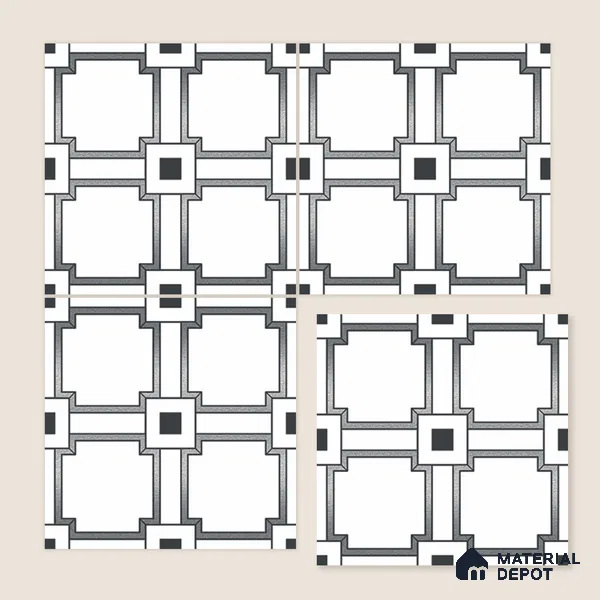 Multifired Moroccan Wall Tile TL 11781 | 1 ft x 1 ft Ceramic Metallic Glue Matte Tile - 9 mm | Suitable For Bathroom, Dining Area, Kitchen