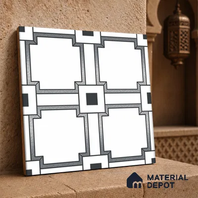 Multifired Moroccan Wall Tile TL 11781 | 1 ft x 1 ft Ceramic Metallic Glue Matte Tile - 9 mm | Suitable For Bathroom, Dining Area, Kitchen