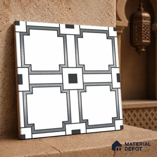 Multifired Moroccan Wall Tile TL 11781 | 1 ft x 1 ft Ceramic Metallic Glue Matte Tile - 9 mm | Suitable For Bathroom, Dining Area, Kitchen