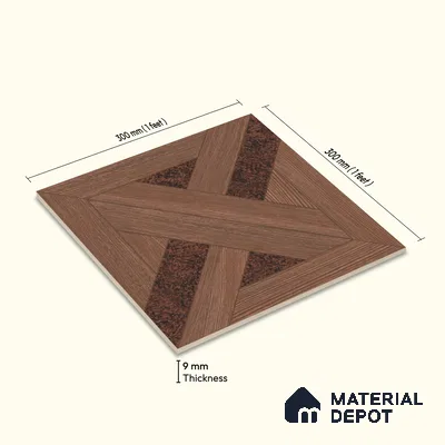 Moroccan Wall Tile TL 11785 | 1 ft x 1 ft Ceramic Matte Tile - 9 mm | Suitable For Bathroom, Balcony, Kitchen